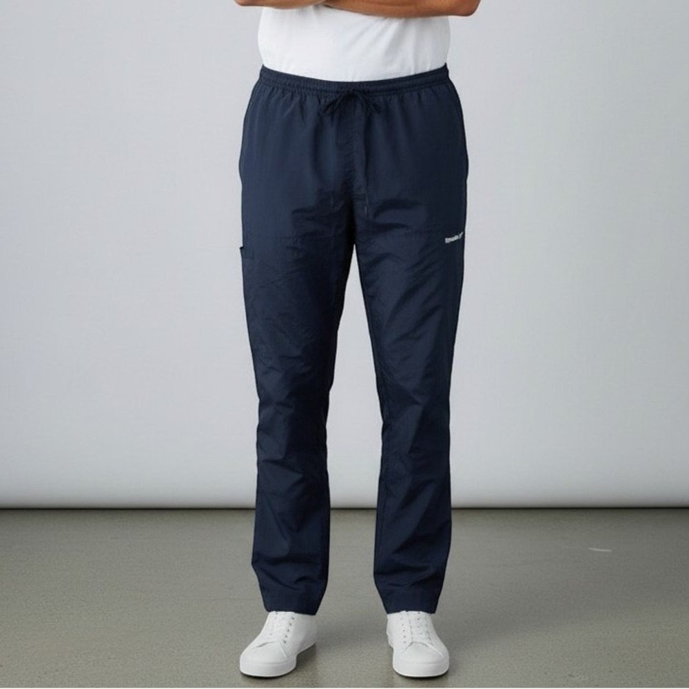 Reebok Track Pants Mens XL Navy Blue Excellent Nylon Mesh Lined Joggers